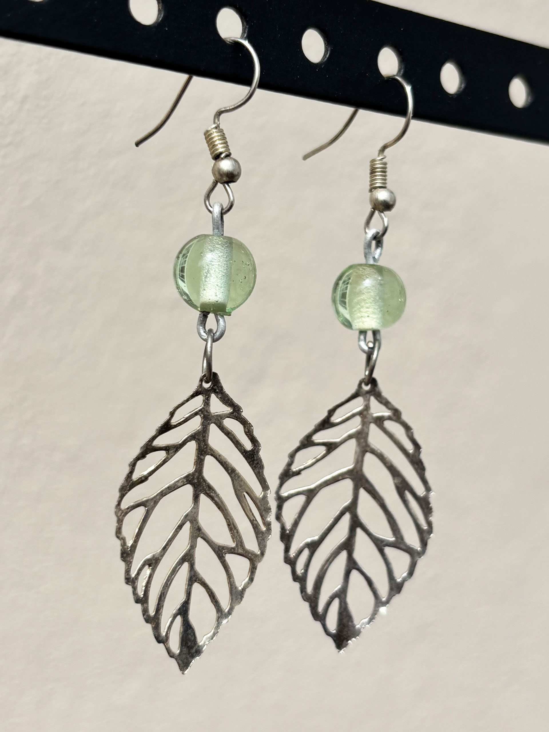 Minimal Leaf Dangle Earrings - Image 3